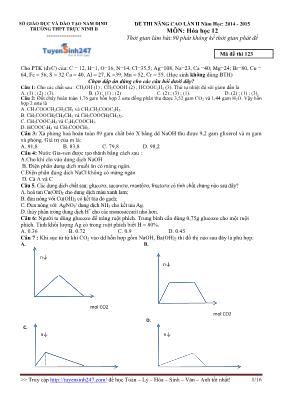 Đề thi nâng cao lần II năm học 2014 - 2015 môn Hóa học 12 - Mã đề thi 123